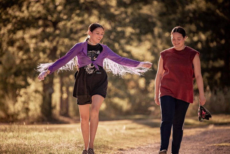 Isabel Deroy-Olson (L) and Lily Gladstone star in the new film "Fancy Dance." Photo courtesy of Apple TV+