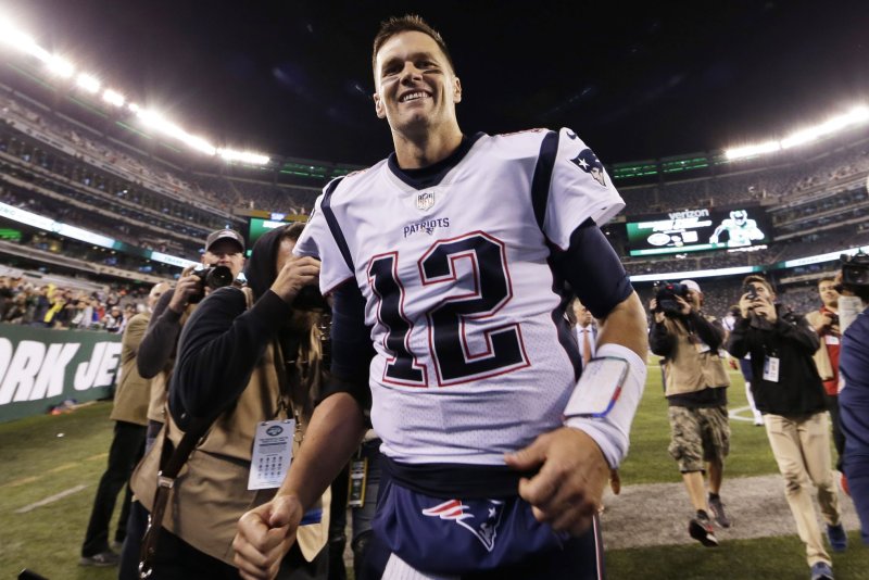 NFL legend Tom Brady was active for 326 games, including the playoffs, during his New England Patriots tenure. File Photo by John Angelillo/UPI