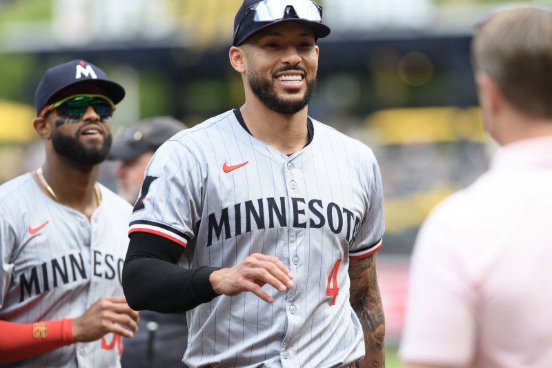 Minnesota Twins shortstop Carlos Correa recorded 14 hits over his last five games, the best five-game stretch of his career. File Photo by Archie Carpenter/UPI